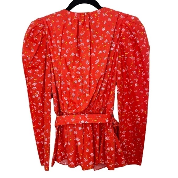 ZARA Belted Floral Wrap Style Long Sleeve Blouse - Picture 9 of 16